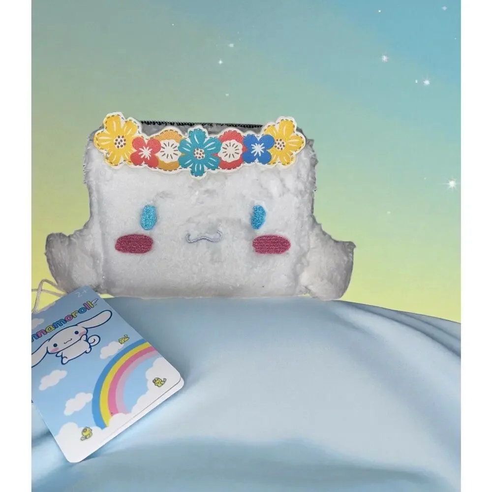 Loungefly Sanrio CINNAMOROLL Flower Crown Fuzzy Plush Zip Around Wallet NWT New - Picture 8 of 8